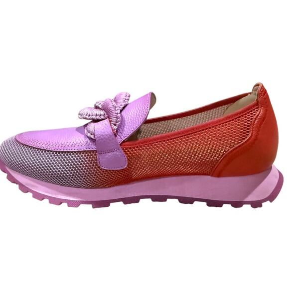 Hispanitas Loira 70 Voilet Scarlett Fabric Leather Sneakers Made in Spain SZ 9 - Picture 1 of 7